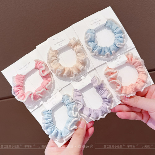 儿童蕾丝花边小肠发圈女童高弹力甜美可爱头绳公主扎高马尾发绳女