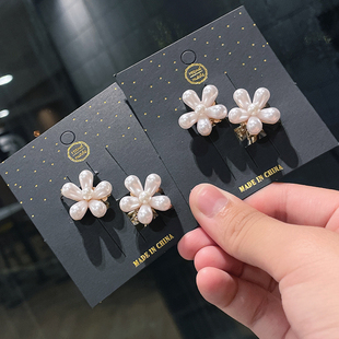 山茶花抓夹儿童抓发夹甜美公主女童宝宝发卡珍珠小发抓发饰头饰品