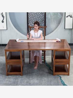 中式书桌椅实木书桌书法桌书画桌办公桌仿古国学课桌写字台