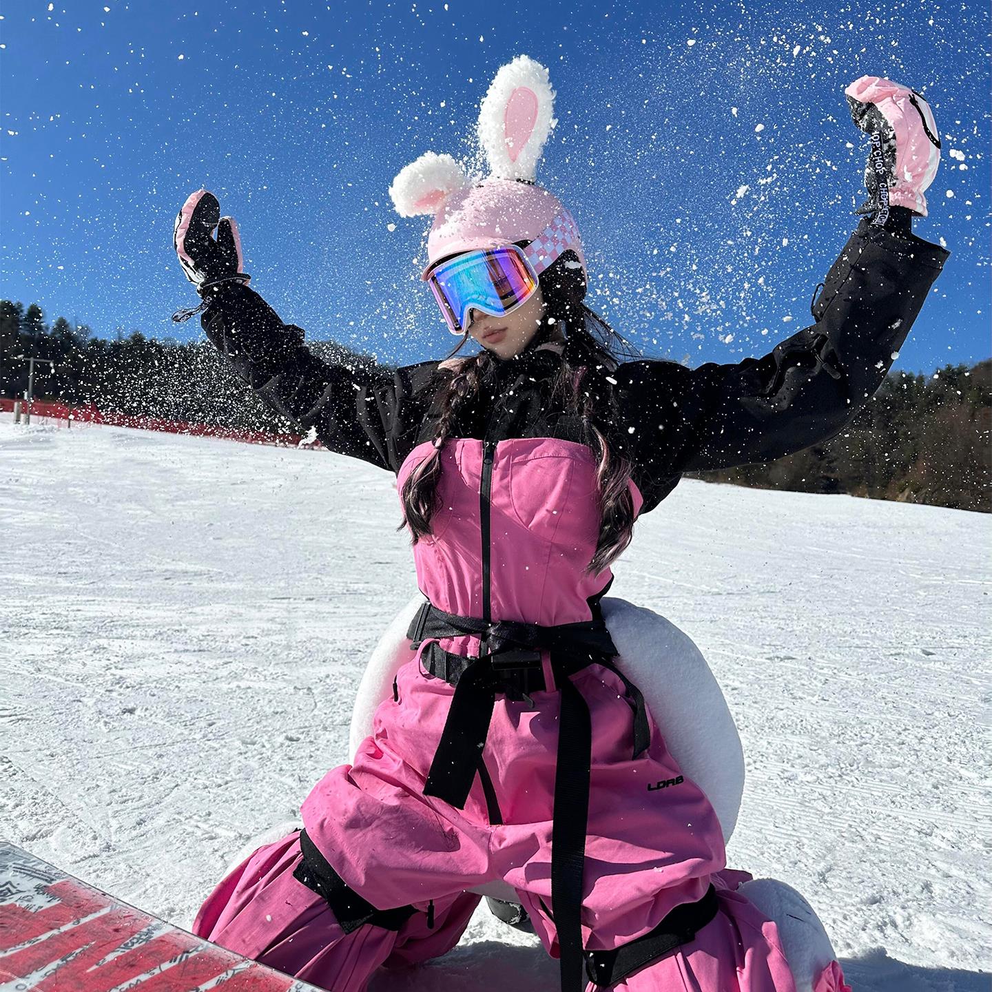 滑雪头盔装饰可爱兔耳朵