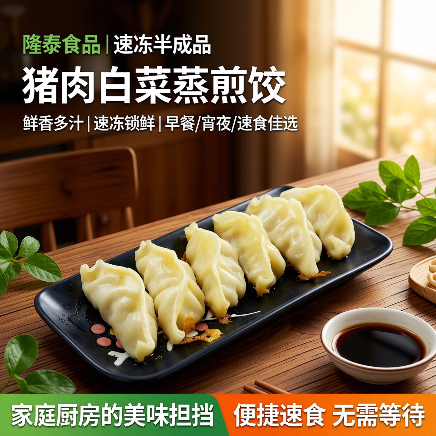 隆泰食品猪肉白菜馅蒸煎饺水饺图片