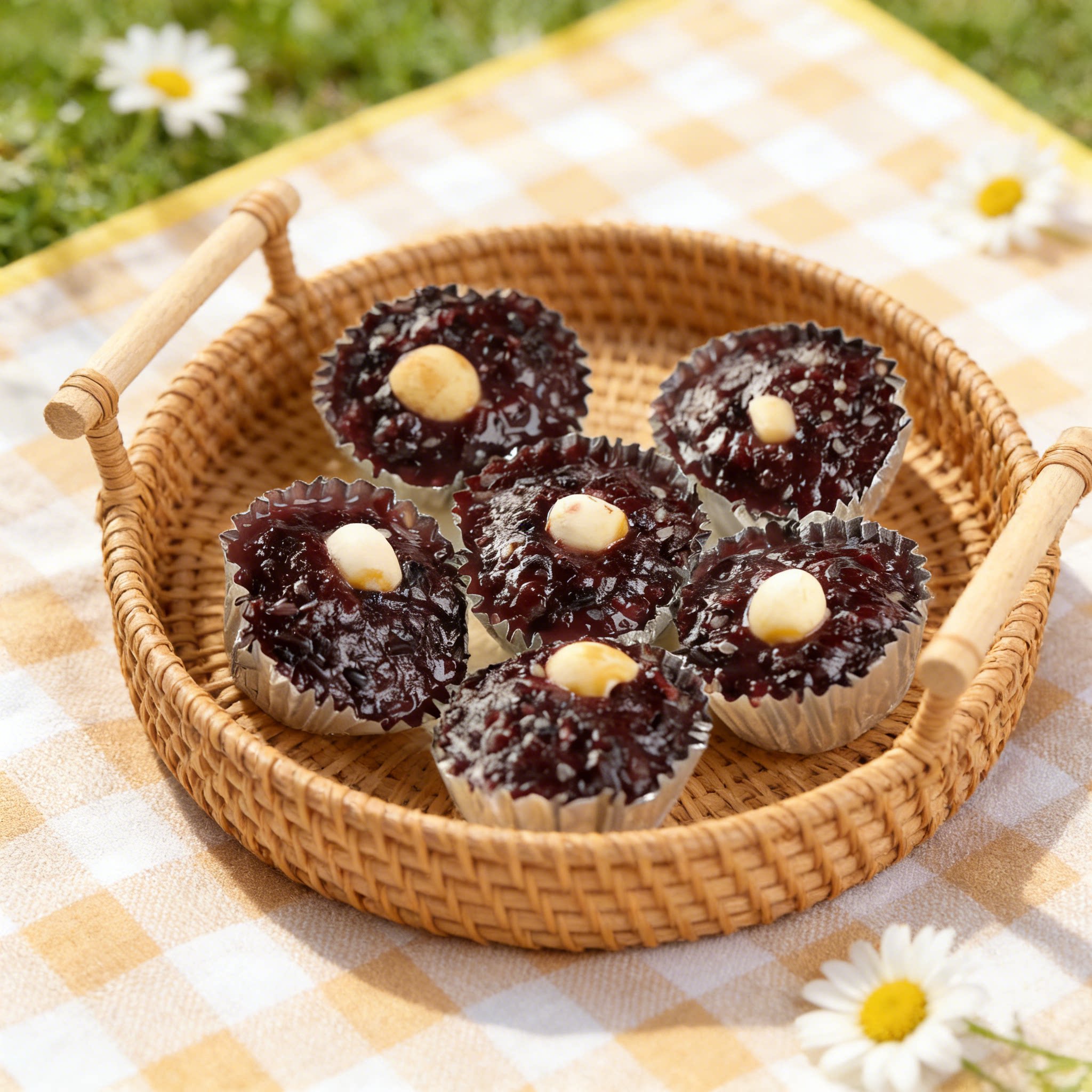 黑糯米糕锡纸莲子紫米糕点速冻早餐饭半成品冷冻速食品台湾美食