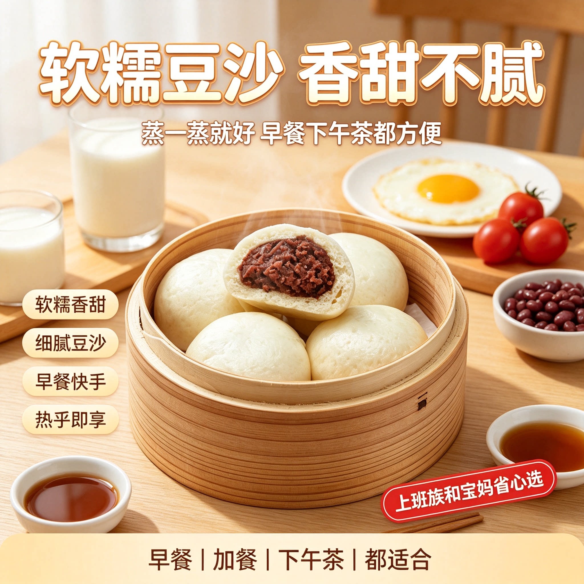 隆泰食品豆沙素馅小包子速食图片
