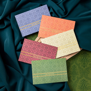 复古贺卡套装 誓言卡高级感绿色生日祝福送客户留言节日烫金卡片