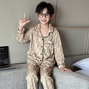 男童秋装家居服2025新款秋季中大童春秋款长袖儿童金丝绒睡衣