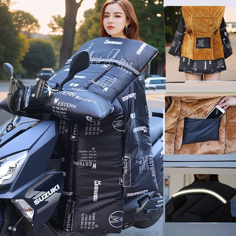 轻骑铃木踏板摩托车挡风被专用冬季加绒加厚大防水丽梦125防风罩