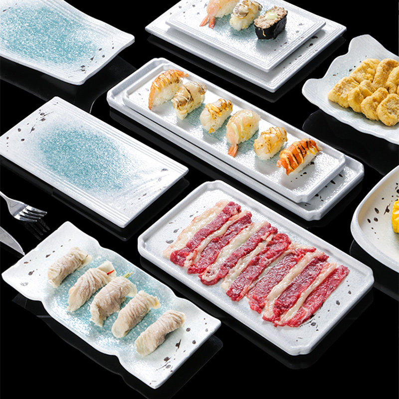 祥源美密胺餐具创意盘子长方形烧烤店菜盘饭店餐厅防摔仿瓷商用盘