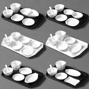 祥源美密胺餐具盘子白色仿瓷塑料盘自助餐快餐店专用小菜碗碟套装