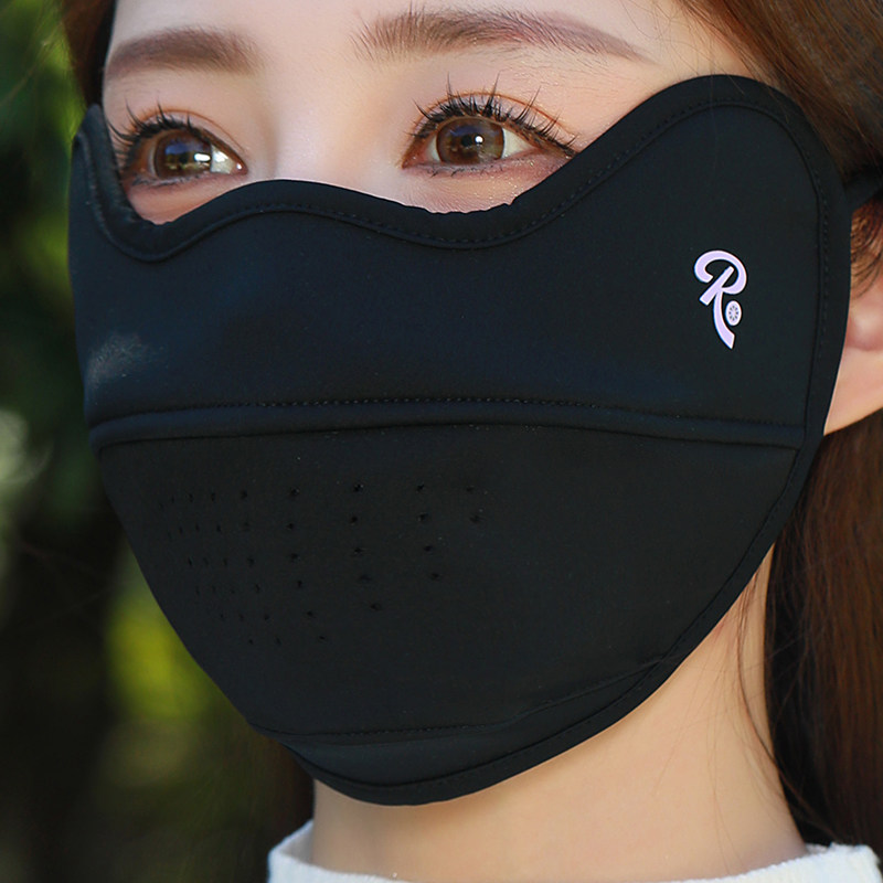 高质感设计款加绒加厚秋冬保暖口罩透气绒感防晒防紫外线防冻颜值
