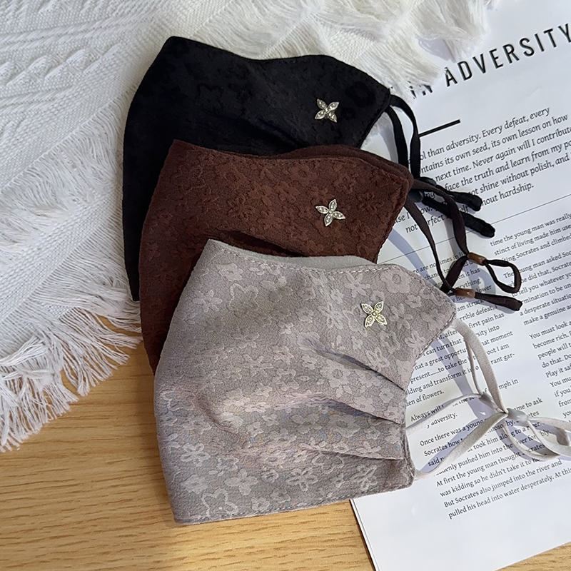 加厚蕾丝提花保暖口罩女秋冬季立体新款透气性感时尚防风抗寒面罩