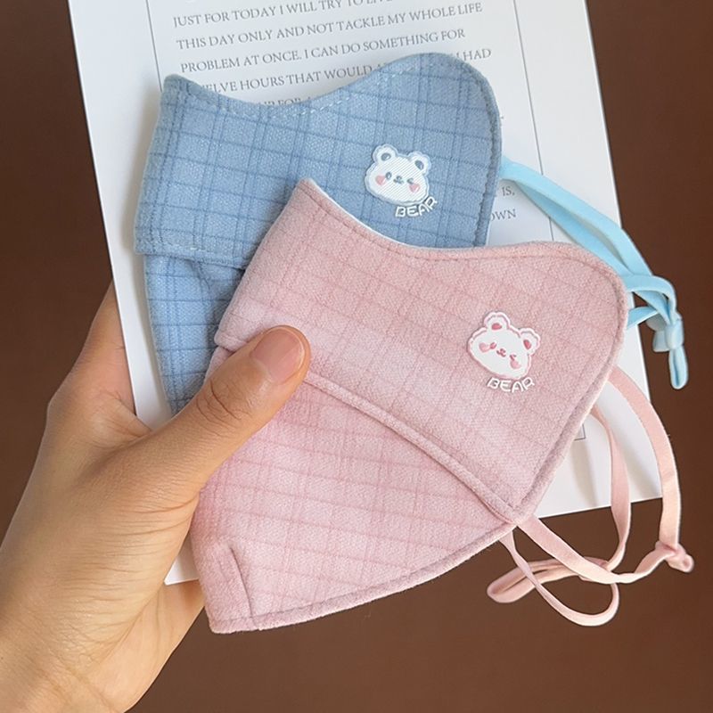 2025可爱小熊儿童秋冬德绒保暖口罩加厚夹棉防冻寒透气学生护眼角