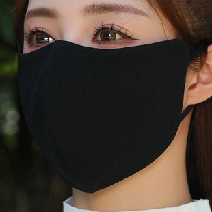 纯色大码厚实加绒秋冬季保暖防寒口罩东北防冻防寒锁温高颜值面罩