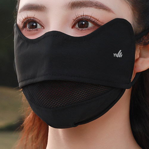 加大防晒口罩女夏防紫外线冰丝网眼透气护眼角遮阳骑行大面罩男士