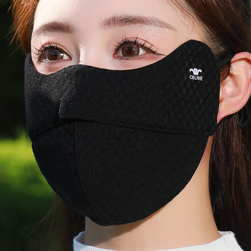 格子保暖口罩秋冬季女高颜值2025新款3d立体防风防寒加厚防晒面罩