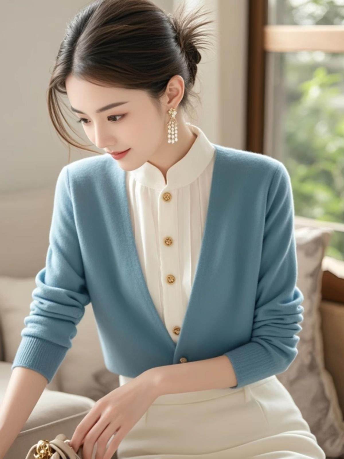 慵懒小香风高级感假两件毛衣女新款秋冬季独特超好看气质针织上衣,女装/女士精品,大码内搭,淘宝优惠券,粉丝福利购,淘宝优惠卷