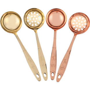 纯铜汤勺漏勺铜锅手工纯紫铜加厚黄铜盛汤炒菜铜勺铲铜煎勺子家用