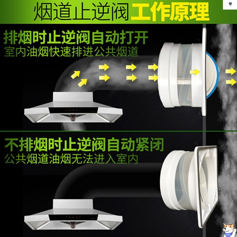 烟道止逆阀厨房专用风烟单向阀公共防宝道抽油烟机排烟管逆止阀烟