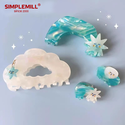 朴坊 Cloudy Yujie 原创设计流星云朵满月星星发抓醋酸发夹大抓夹