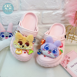 女童粉色洞洞鞋儿童洗澡专用防滑款浴室家居包头拖鞋踩屎感外穿夏