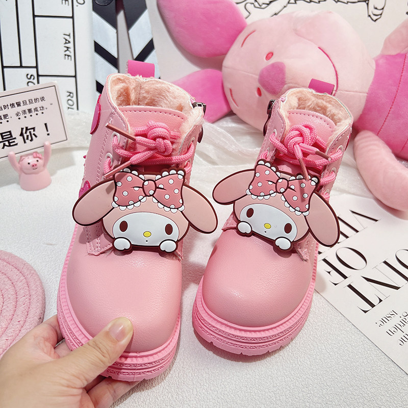 粉色美乐乐女童秋冬可爱马丁靴
