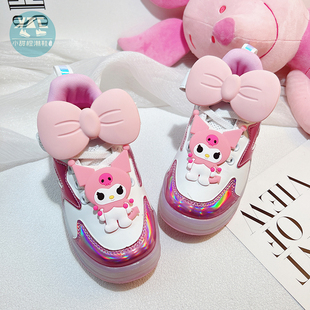 2025新款女童带轮子的鞋滑溜鞋春秋季库洛咪滑轮鞋小孩成人可收缩