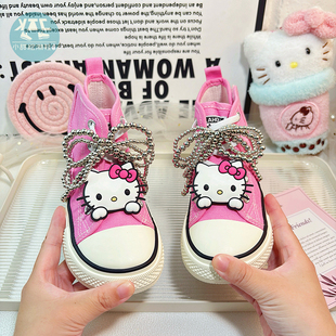 女童高帮帆布鞋儿童中大童软底不累脚球鞋2025新款秋季幼儿园鞋子