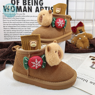 儿童加绒保暖防滑雪地靴男童女童男孩冬天冬季冬款2025年新款女款