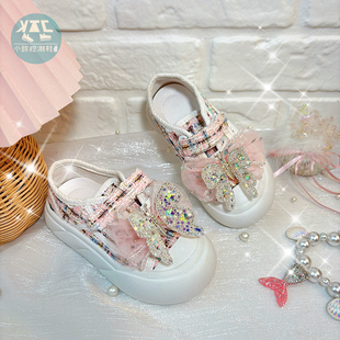 女童粉色帆布鞋幼儿园室内鞋儿童中大童鞋子软底不累脚2025年新款