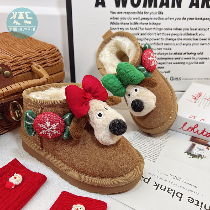 女童冬季大棉加绒雪地靴圣诞礼物