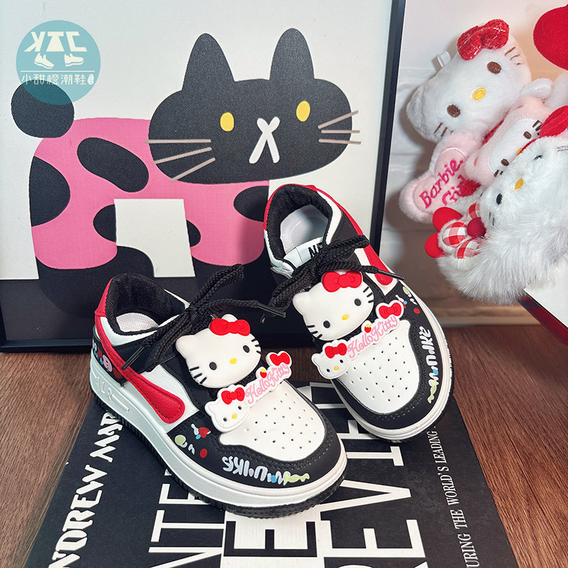 儿童黑色低帮板鞋女款2025新款女童运动鞋大童软底休闲鞋轻便秋季