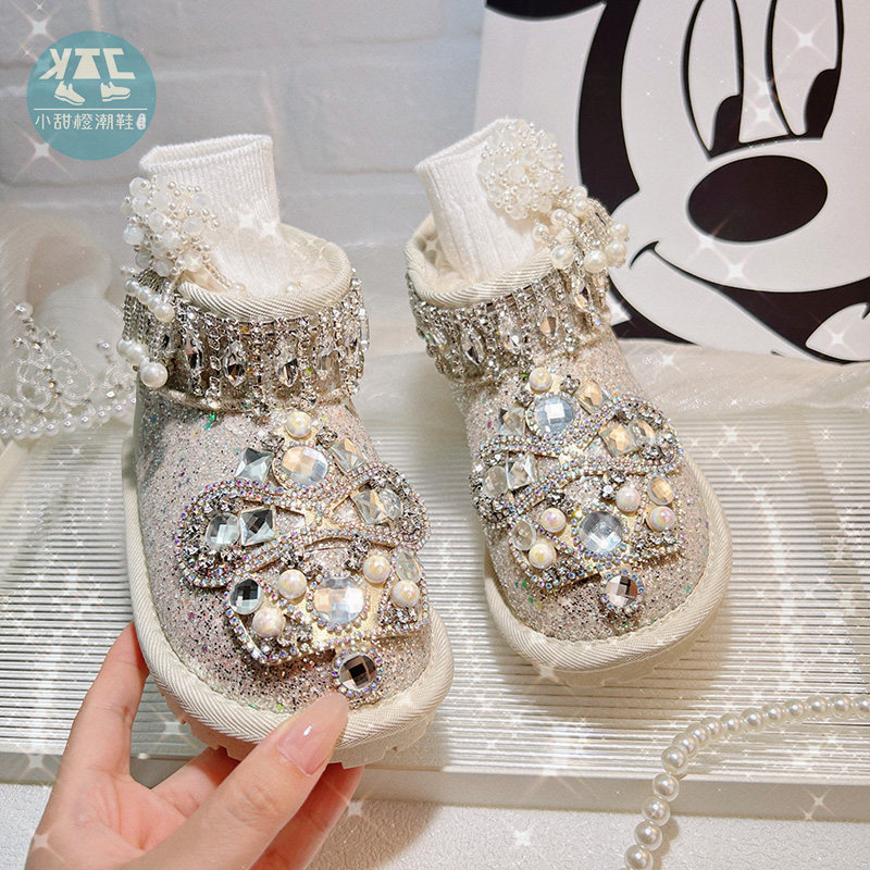 儿童银色厚底雪地靴2025冬季新款女童加绒加厚保暖靴子东北大棉鞋,童鞋/婴儿鞋/亲子鞋,雪地靴,淘宝优惠券,粉丝福利购,淘宝优惠卷