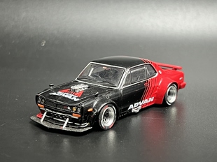 POPRACE 1/64 日产 SKYLINE GTR V8 DRIFT ADVAN 合金车模 散瑕