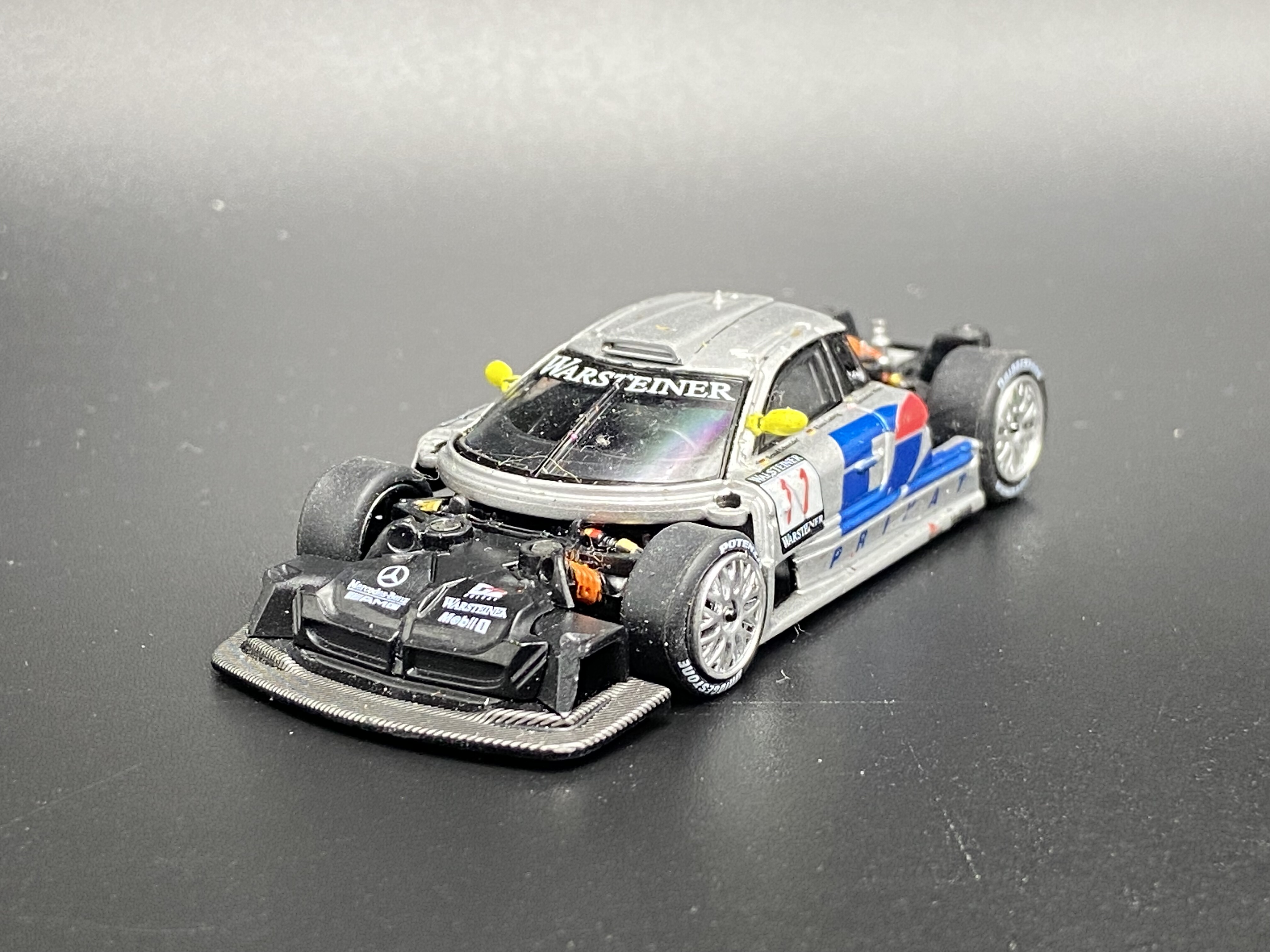 poprace 1:64 奔驰 CLK GTR 勒芒赛车 合金汽车模型 散包瑕疵缺件