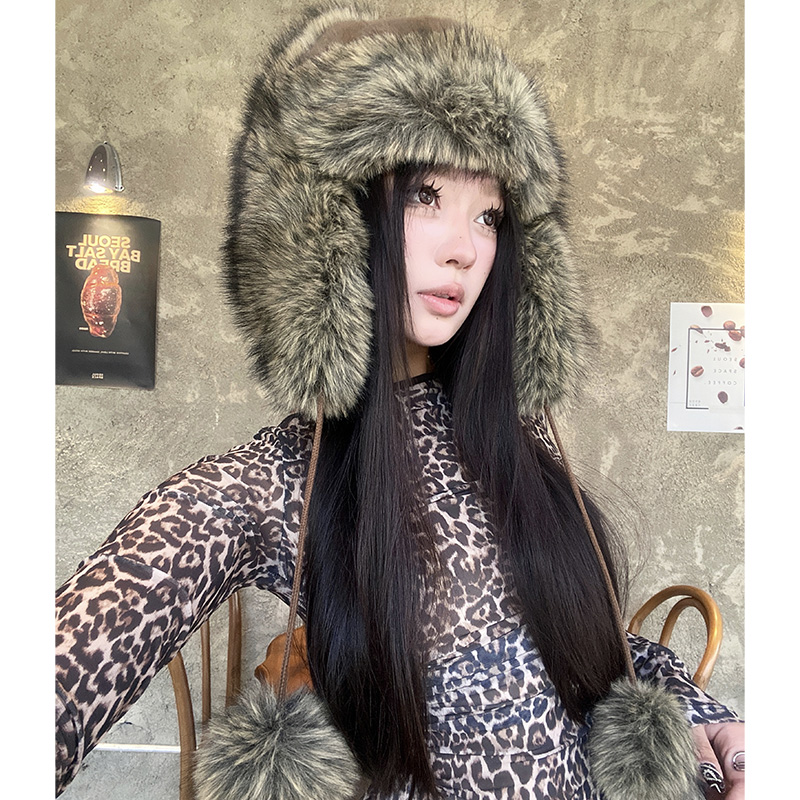 雷锋帽出游休闲男女秋冬仿皮草