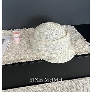 英伦时尚纯色针织马术帽女春夏季透气老钱风骑士帽百搭增高颅顶