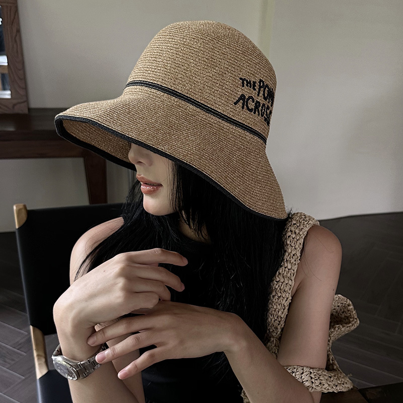 赫本风防晒遮阳草帽女夏季大檐渔夫帽遮脸防紫外线海边度假沙滩帽