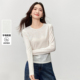 蕾丝衫 优雅通勤圆领不规则字母肌理微弹长袖 易搭配