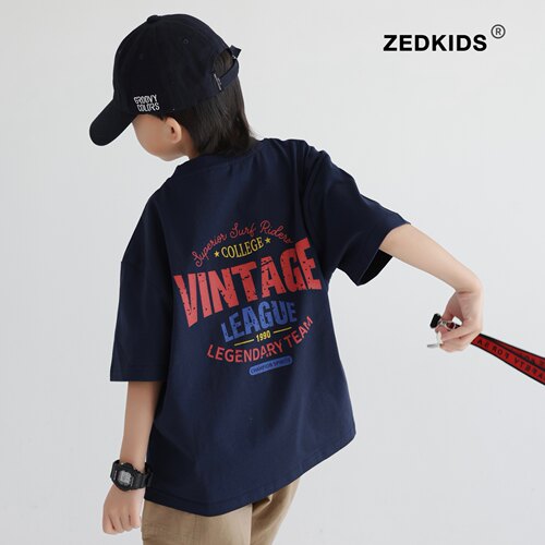 男童短袖t恤夏装2026新款高街风男孩纯棉半袖衣服中大童休闲上衣T