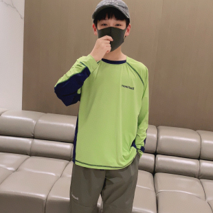 夏季 兒童速干衣長袖 男女童冰絲涼爽戶外運動T恤防曬皮膚衣中大童