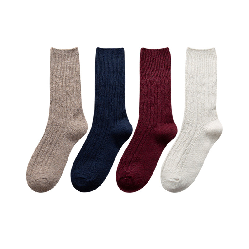 양말 여성 양모 양말 중반 송아지 양말 플러스 벨벳 두꺼운 따뜻한 가을 겨울 긴 캐시미어 높은 양말 파일 양말 T
