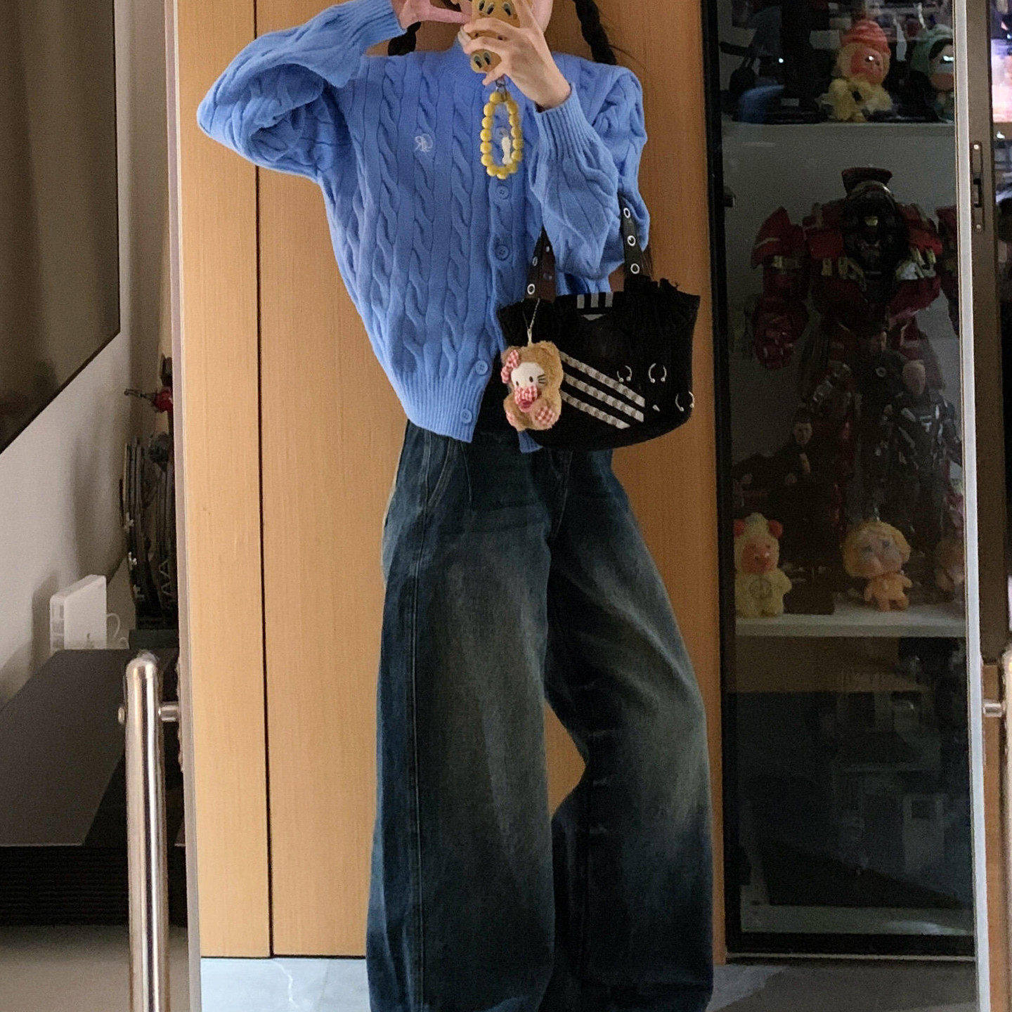 小个子蓝色宽松慵懒高级感外穿针织麻花毛衣外套女秋冬季2026新款