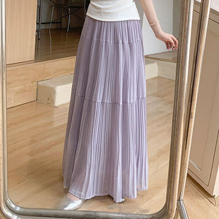 2026巨好看的大码pmm百搭紫色半身长裙女春夏新款高腰显瘦小个子