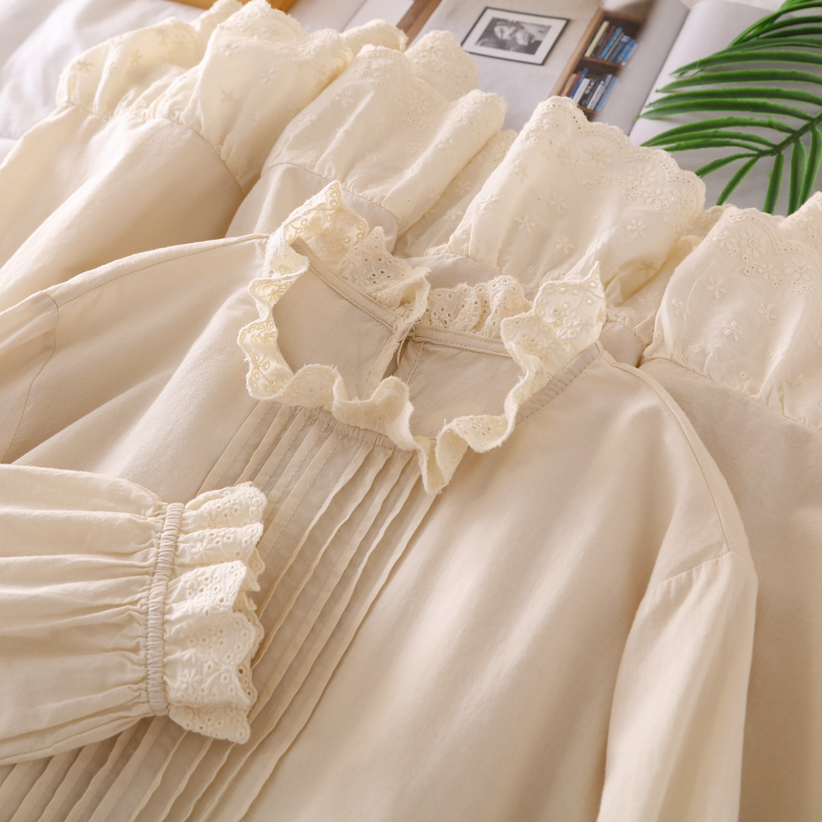 森系直筒裙棉木耳边花边装饰