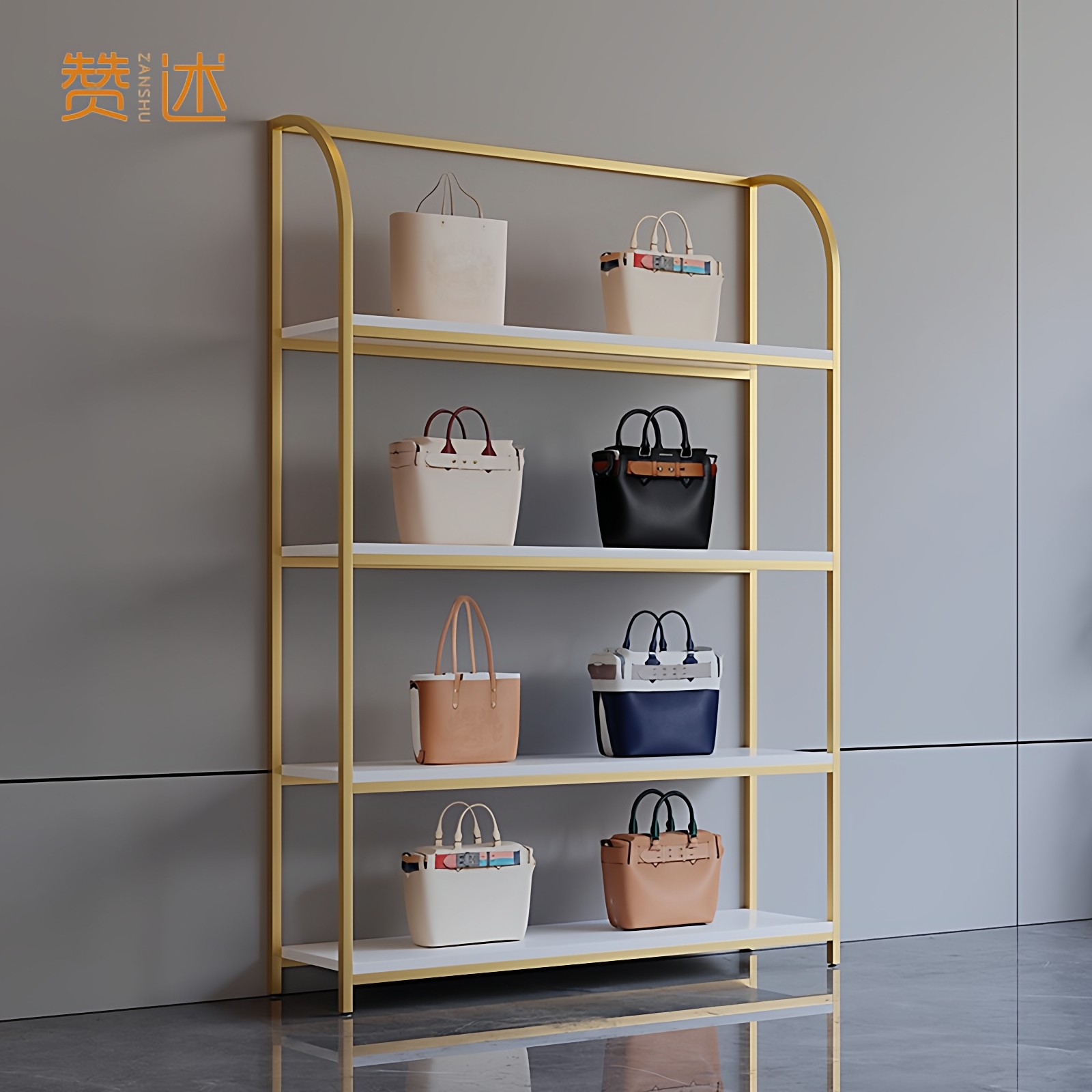 鞋店货架展示架服装店层板置物架铁艺展示柜轻奢可定制架子陈列架