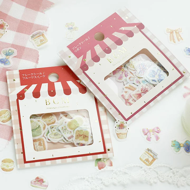 日本bgm flake seal系列美纹贴纸烫金箔压 手帐贴纸5個花纹共45個