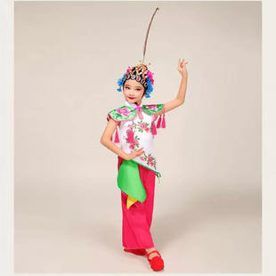 儿童俏花旦演出服民族风舞蹈服古典舞秧歌服京剧小花旦戏曲表演服