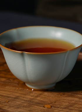 汝窑主人杯开片可养景德镇功夫茶品茗杯单杯薄胎手工汝瓷茶盏青瓷