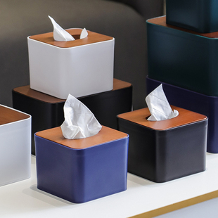 定制酒店创意塑料广告纸巾盒印LOGO订做简约实木盖餐厅饭店抽纸盒