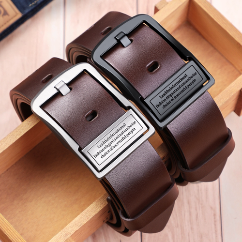 男士双面扣头牛皮腰带