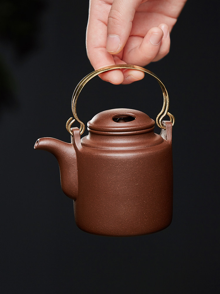 宜兴紫砂壶纯手工石勺茶壶茶具单锅牛盖洋桶紫砂240Cc16孔